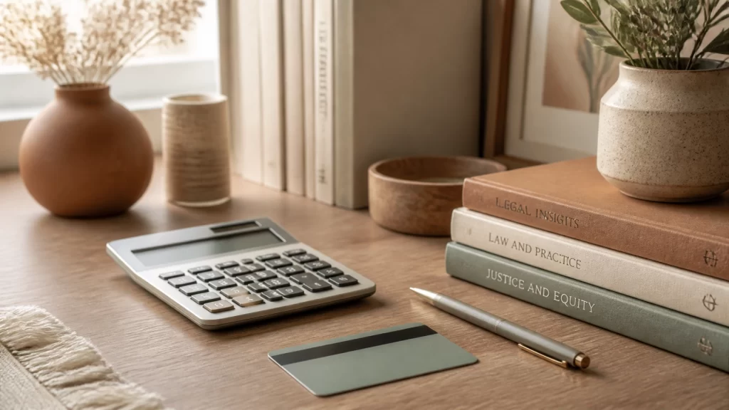 Credit card and calculator on a desk — protecting credit score during Virginia divorce