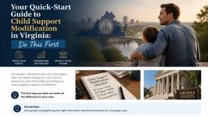 Child support modification Virginia — attorney reviewing income documents at desk