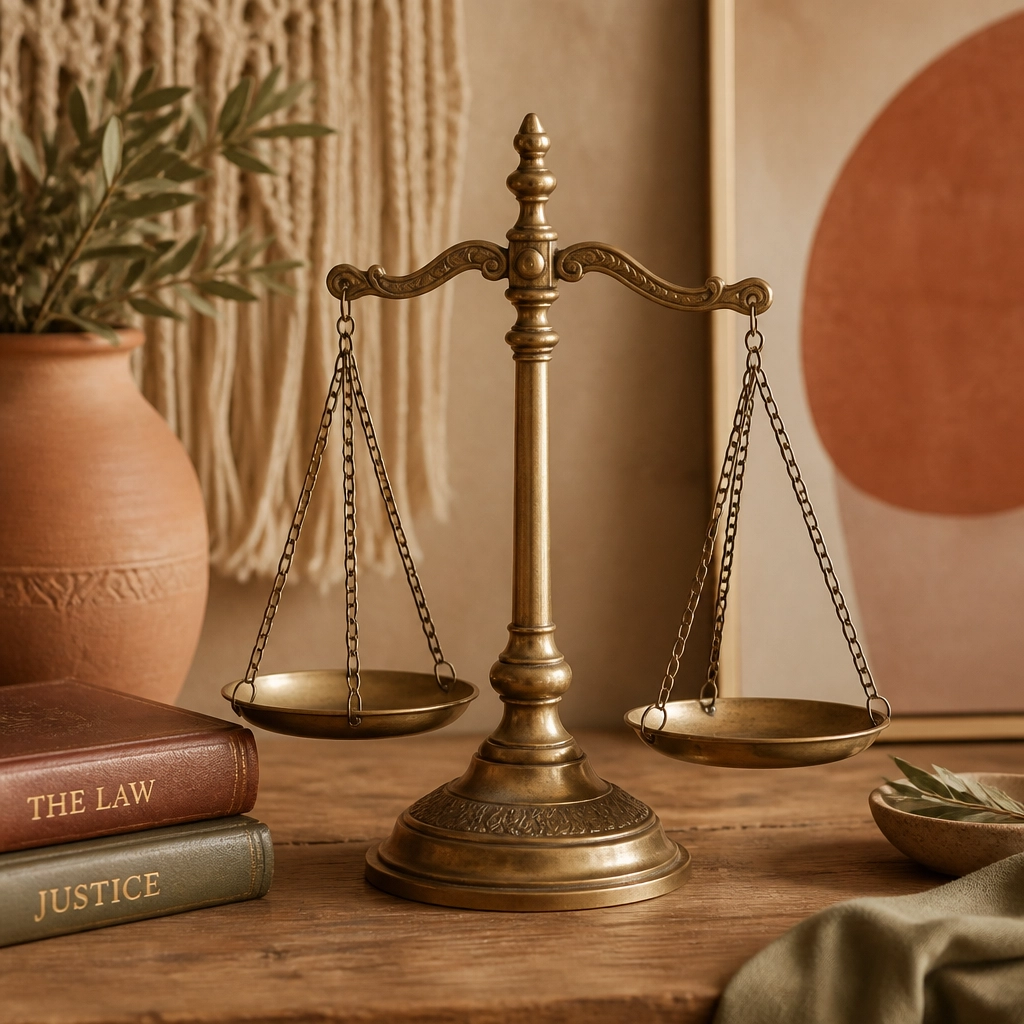 The scales of justice represent the balance between military duty and parental rights
