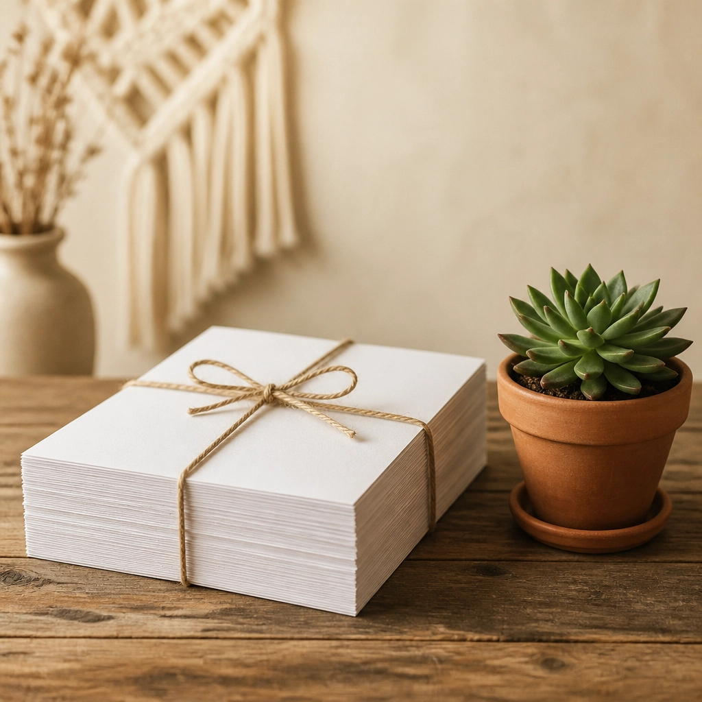 A stack of legal documents and a succulent, representing the organized and calm approach to divorce paperwork.