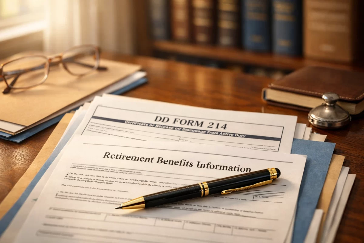Military retirement documents and DD Form 214 for Virginia divorce cases