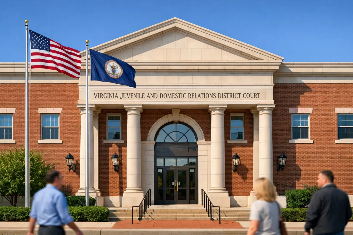 Virginia Juvenile and Domestic Relations Court building for child support modification hearings