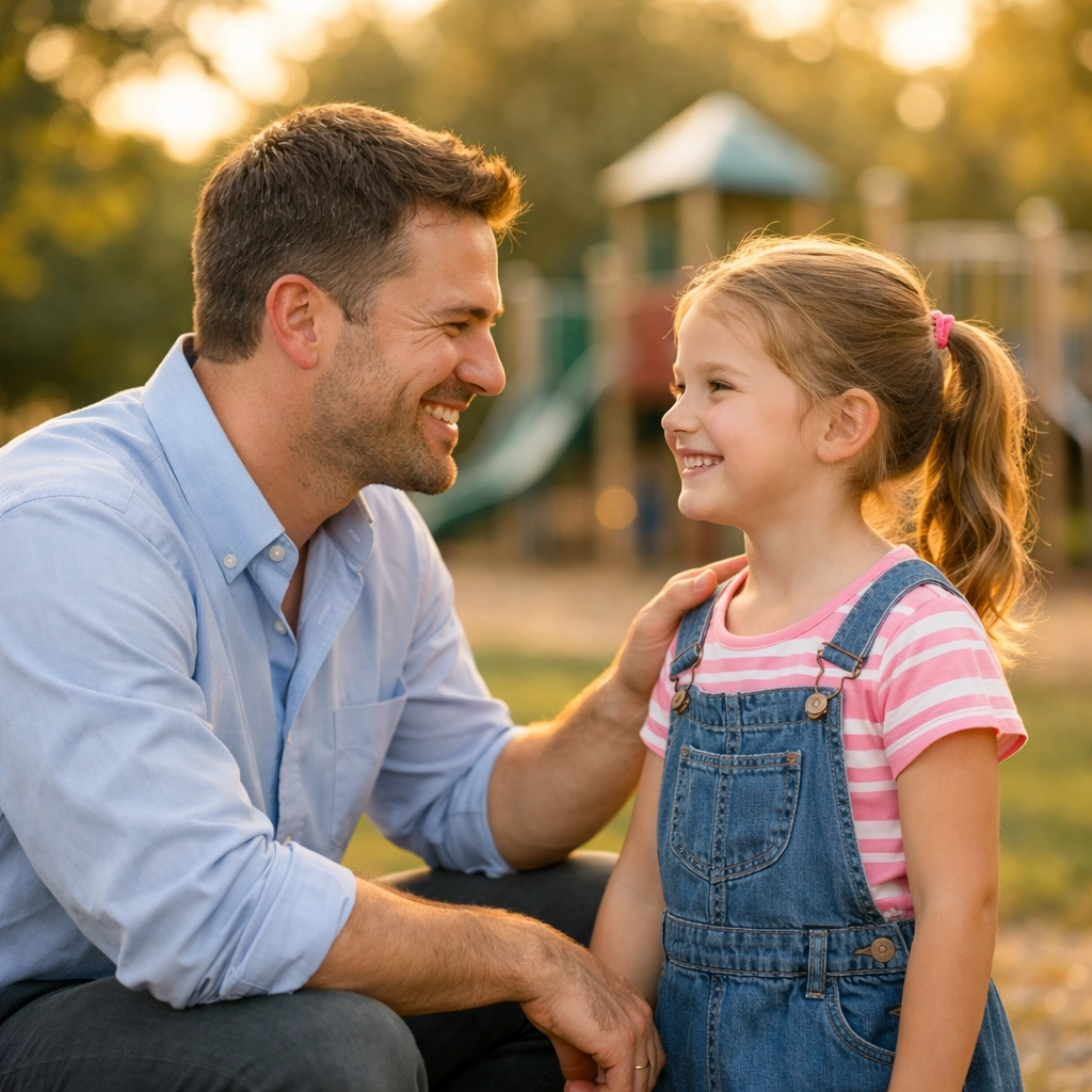 Father spending time with daughter during Virginia child support modification process